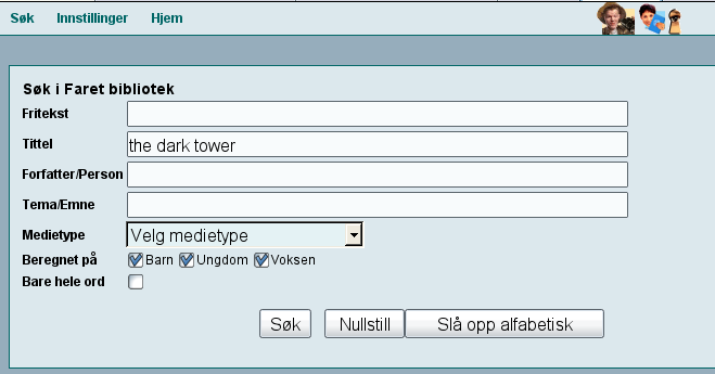 Skjermbilde, s�keside