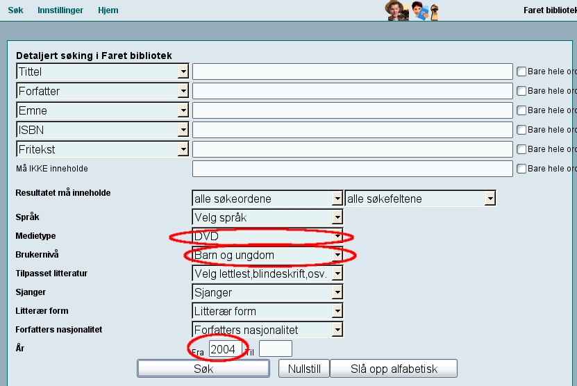 Skjermbilde, fyll ut skjema